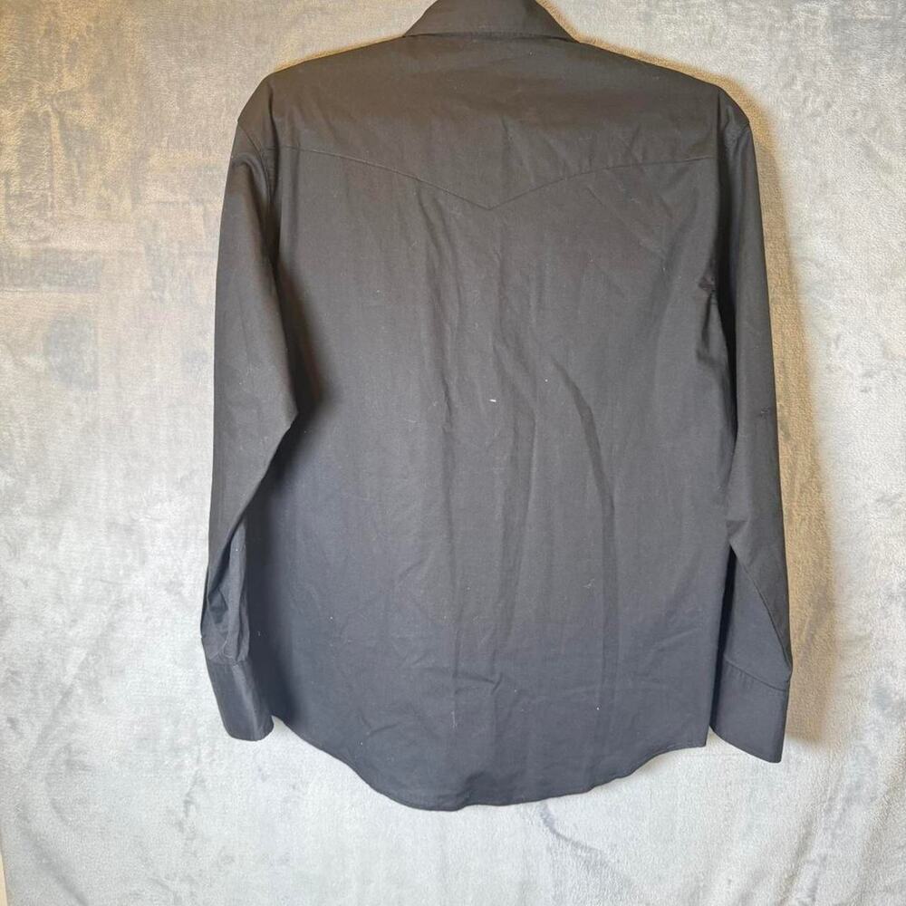 Wrangler Western Snap Shirt Mens Large Black Pearl Button Cowboy Long Sleeve - Picture 2 of 7